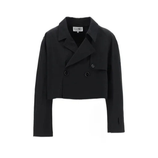 Double-Breasted Raw-Cut Cropped Jacket