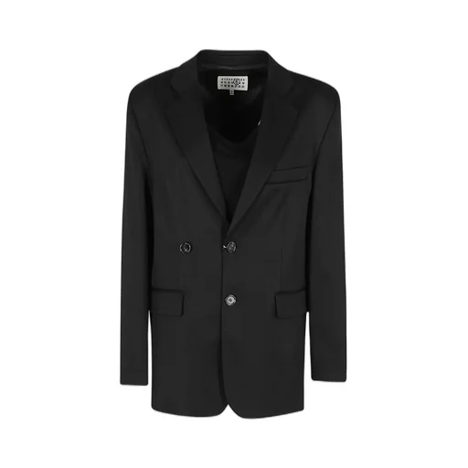 Top Insert Detailed Single Breasted Blazer