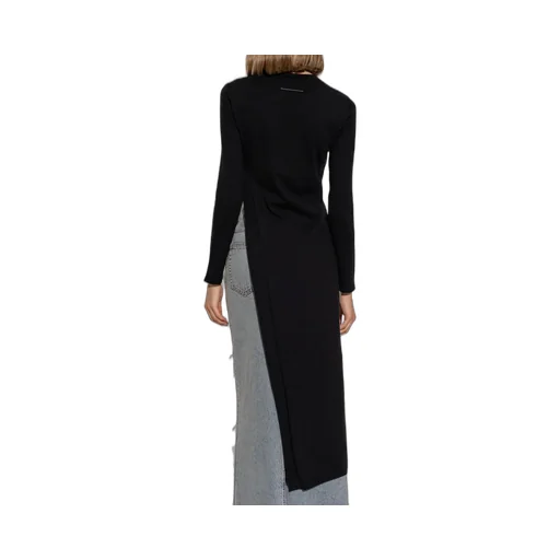 Slit-Detailed Long Knitted Top