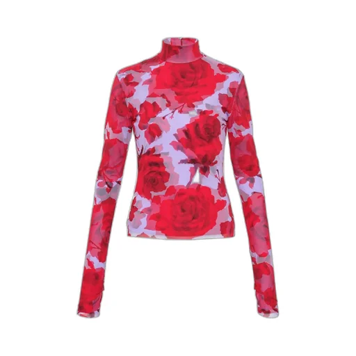 Floral Printed Long-Sleeved Top