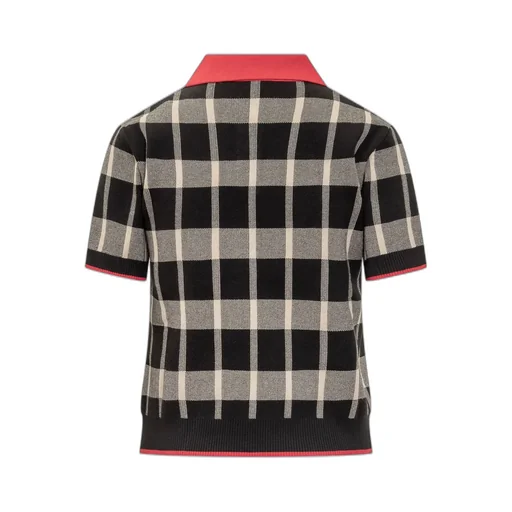 Checked Button Detailed Kitted Top
