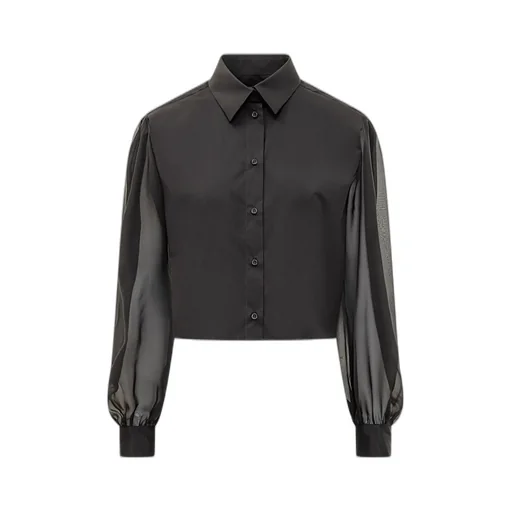 Poplin Cropped Voile Sleeve Shirt