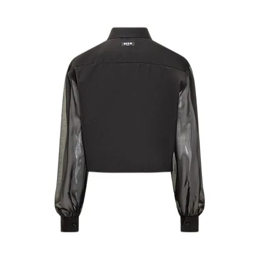 Poplin Cropped Voile Sleeve Shirt