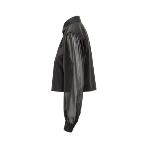 Poplin Cropped Voile Sleeve Shirt