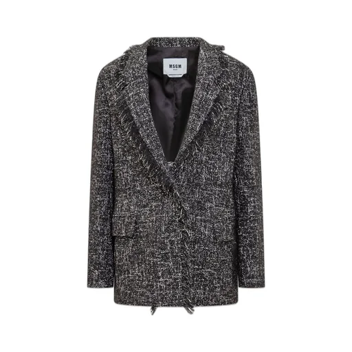 Fringed Tweed Blazer