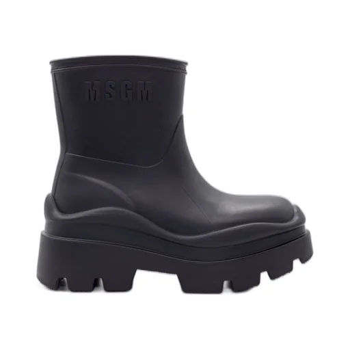 Logo-Embossed Round-Toe Ankle Boots