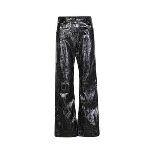 High-Waisted Embossed Flared Trousers