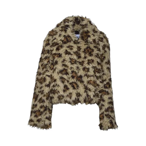 Leopard Printed Faux Fur Jacket