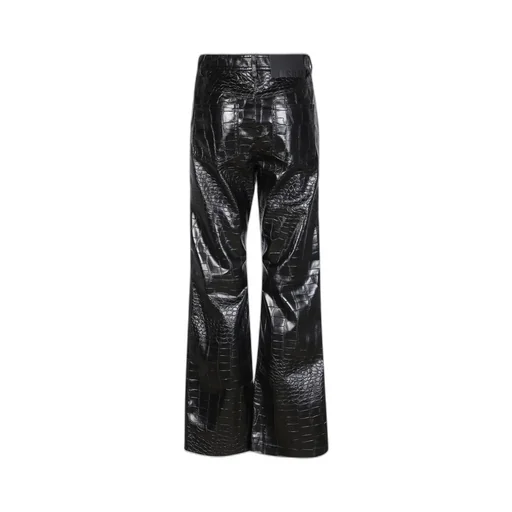 High-Waisted Embossed Flared Trousers