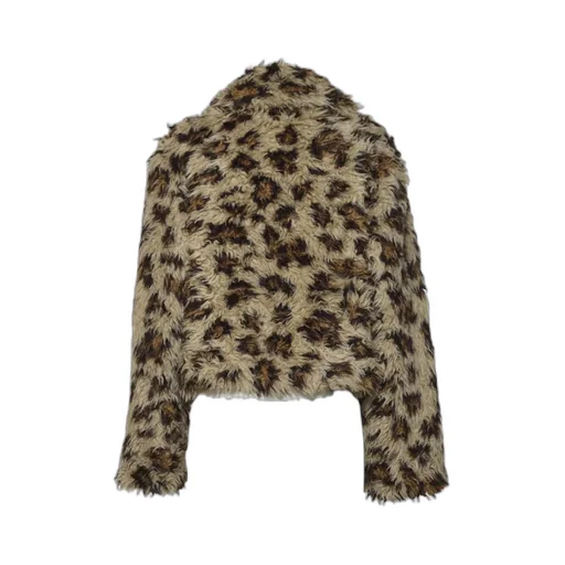 Leopard Printed Faux Fur Jacket