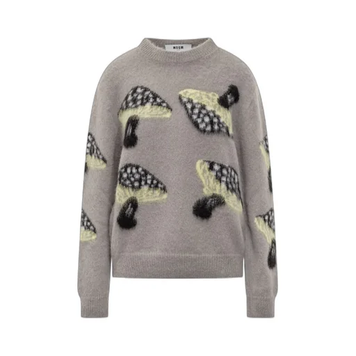 Mushroom Patterned Crewneck Jumper
