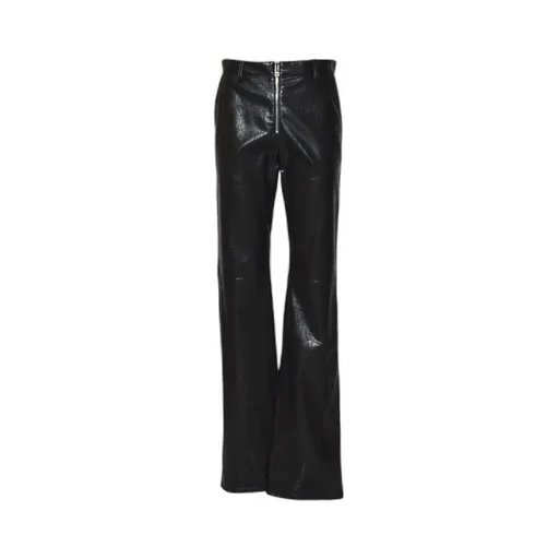 Crackled Faux Leather Flared Trousers