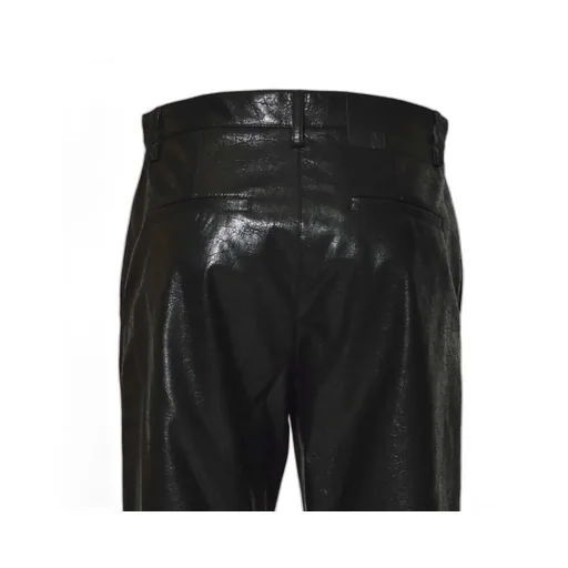 Crackled Faux Leather Flared Trousers