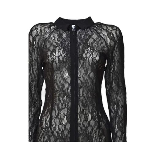 Floral Stretch Lace Zipped Shirt