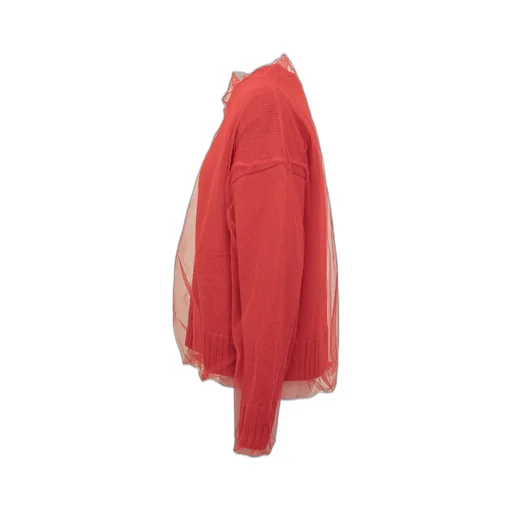 Crew Neck Tulle-Overlay Jumper