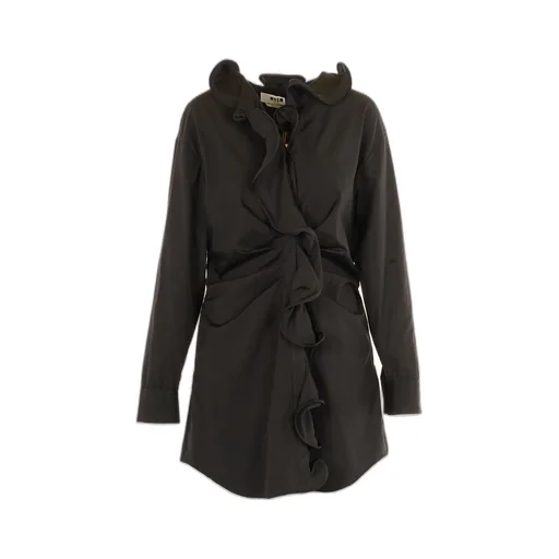 Ruffled Poplin Shirt Dress