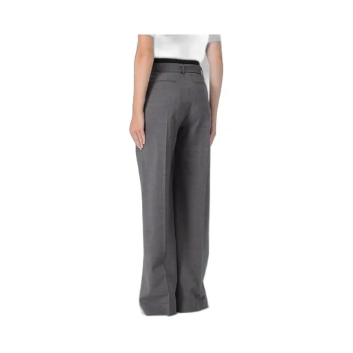 Belted Pleated Straight Leg Trousers