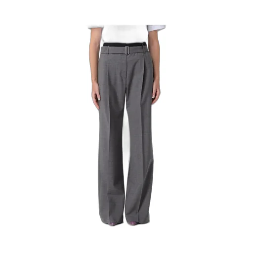 Belted Pleated Straight Leg Trousers