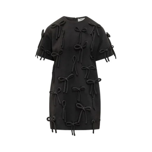 Bow-Embellished Crewneck Dress
