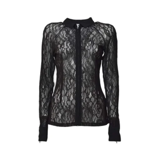 Floral Stretch Lace Zipped Shirt