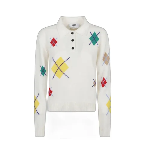 Argyle Pattern Long-Sleeved Polo Shirt