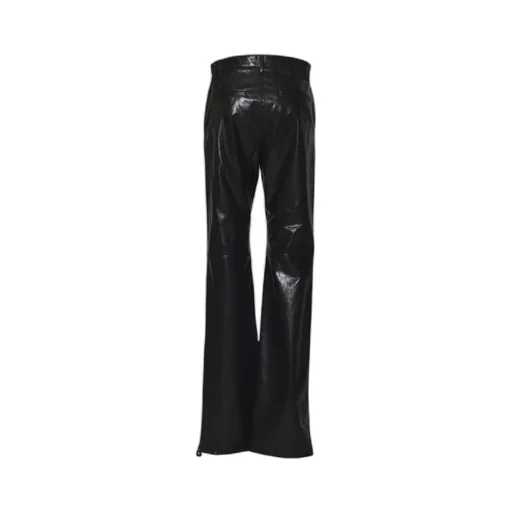 Crackled Faux Leather Flared Trousers