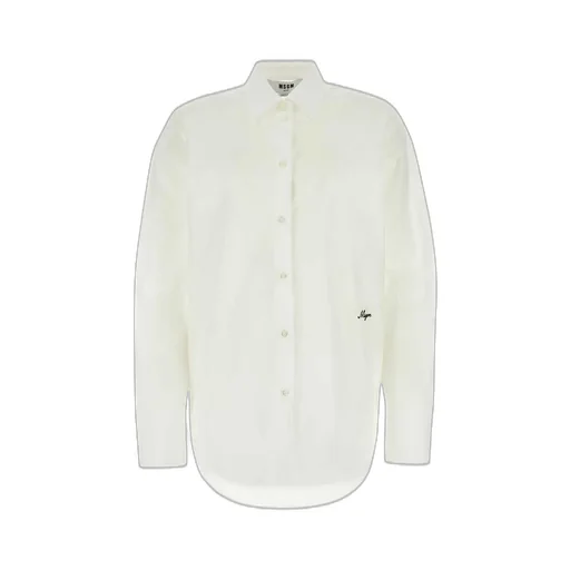 Logo Embroidered Curved Hem Shirt