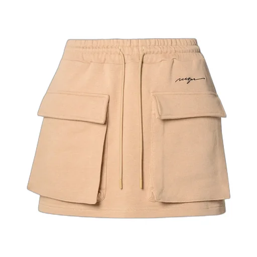 Logo Embroidered Drawstring Mini Skirt