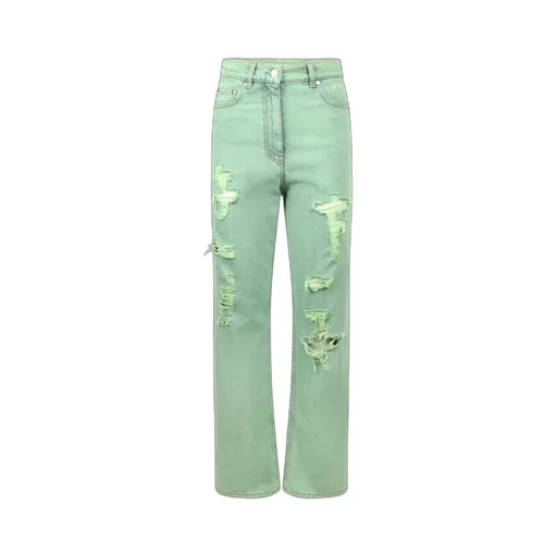 Distressed Straight-Leg Jeans