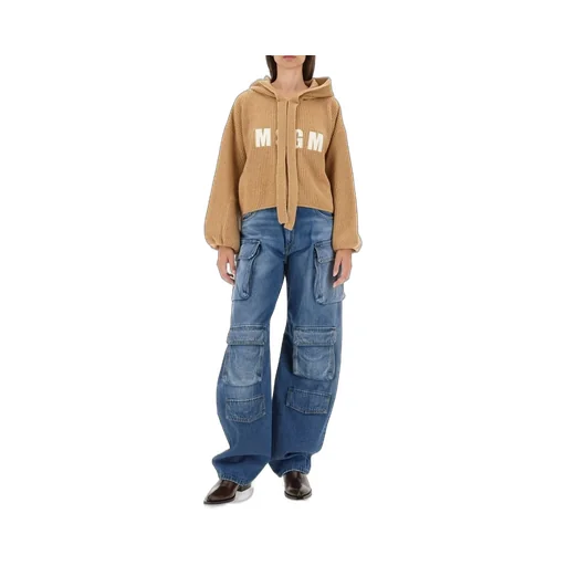 Pre-Washed Denim Cargo Jeans
