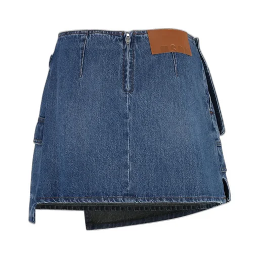 Asymmetric Denim Mini Skirt