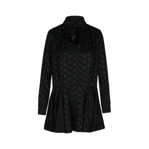 All-Over Patterned Long-Sleeved Dress
