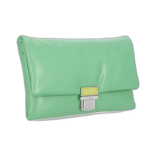 Logo Engraved Foldover Clutch Bag