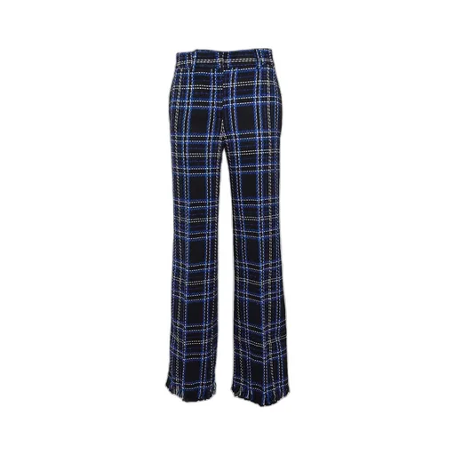 Checked Fringed Edge Trousers