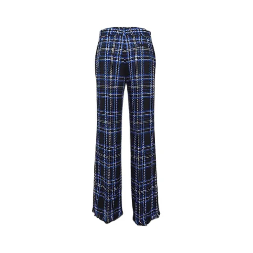 Checked Fringed Edge Trousers