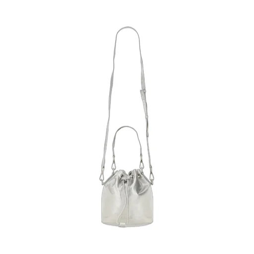 Laminated Crackle Faux-Leather Bucket Bag