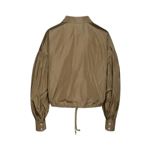 Drawstring-Hem Puff-Sleeved Shirt