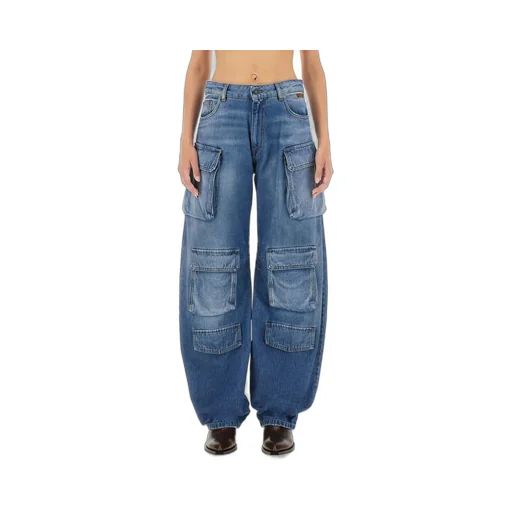 Pre-Washed Denim Cargo Jeans