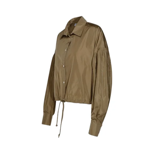 Drawstring-Hem Puff-Sleeved Shirt