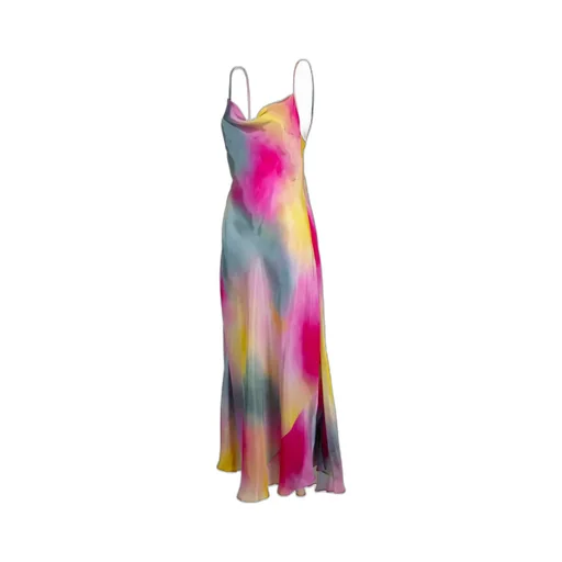 Watercolour Cowl Neck Maxi Dress