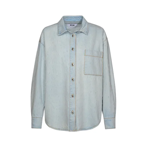 Buttoned Long-Sleeved Denim Shirt
