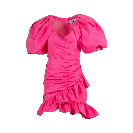 Ruffle Detailed Puff-Sleeved Dress