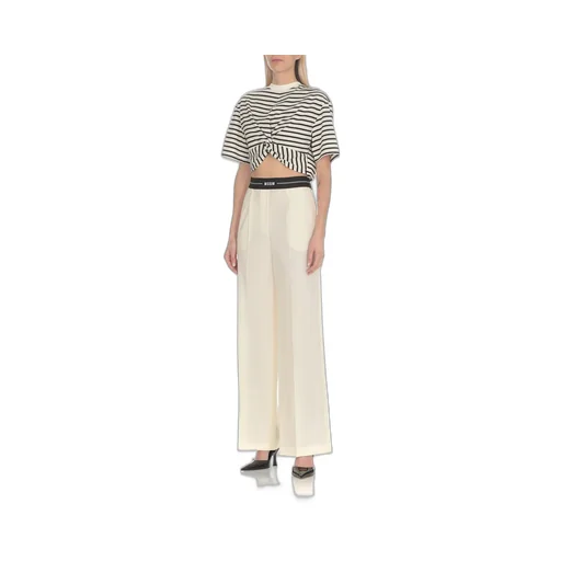 Logo Waistband Wide-Leg Pants