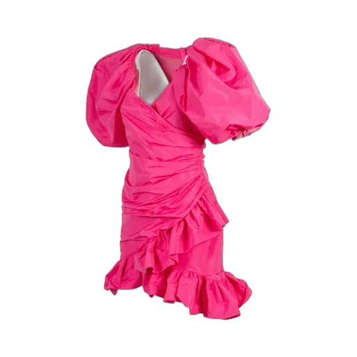 Ruffle Detailed Puff-Sleeved Dress
