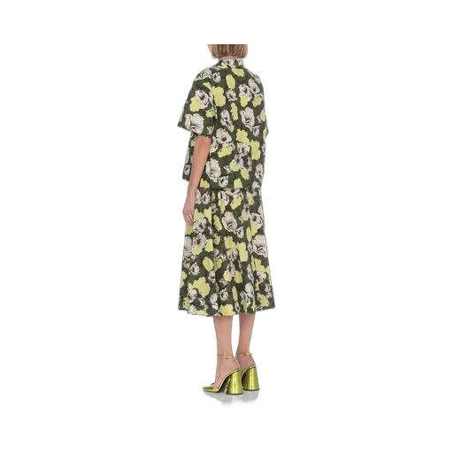 Floral Print Button-Up Skirt