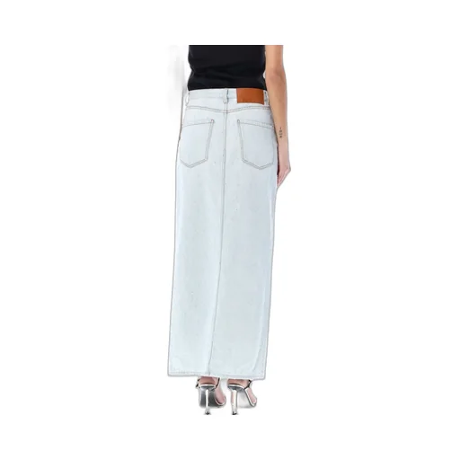 Front-Slit Denim Midi Skirt