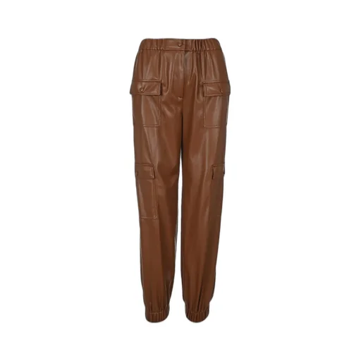 High-Waisted Faux-Leather Cargo Pants