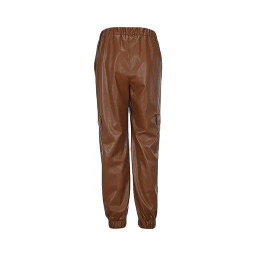 High-Waisted Faux-Leather Cargo Pants