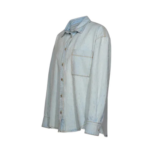 Buttoned Long-Sleeved Denim Shirt