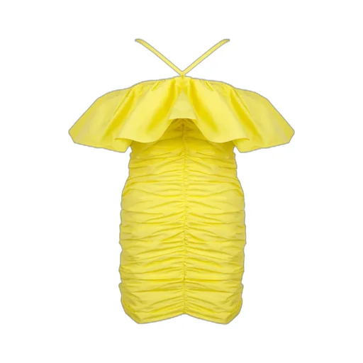 Ruffle Detailed Halter Neck Mini Dress